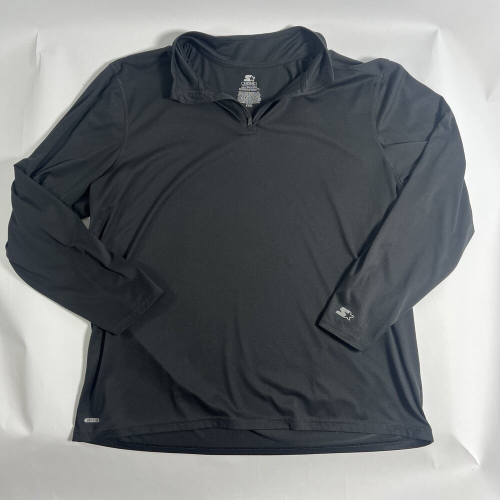 Starter DRI-STAR Men's XL Black 1/4‎ Zip Mock Neck Long Sleeve Polyester Knit